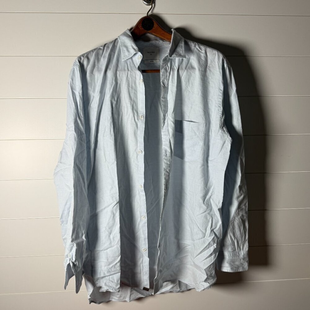 Billy Reid Standard Long Sleeve Button Down Light Blue Cotton/Cashmere Size XL